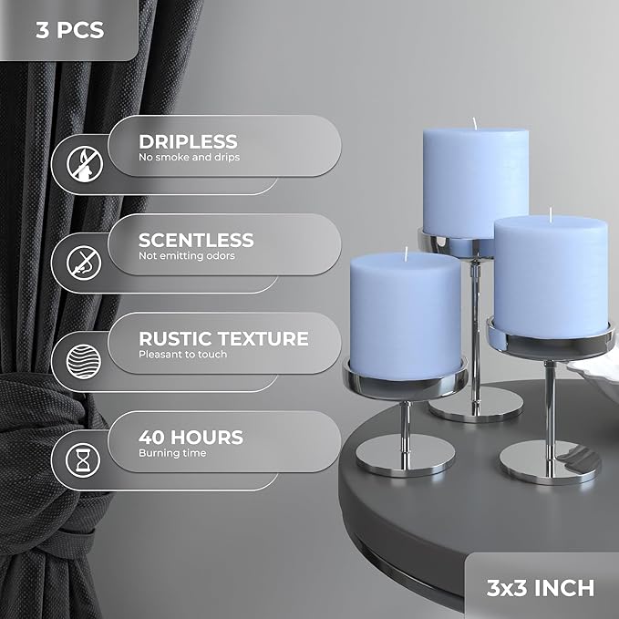 3x3 Pillar Candles Set of 3 - Image 3