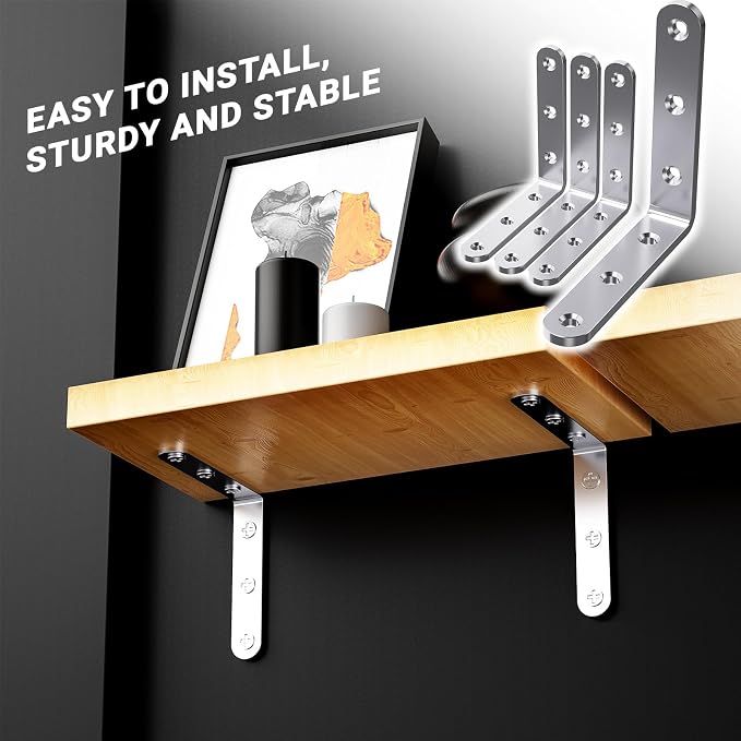 25Pcs Stainless Steel Angle Brackets 4”x 4” Heavy Duty Corner Brackets | 3MM - Image 5