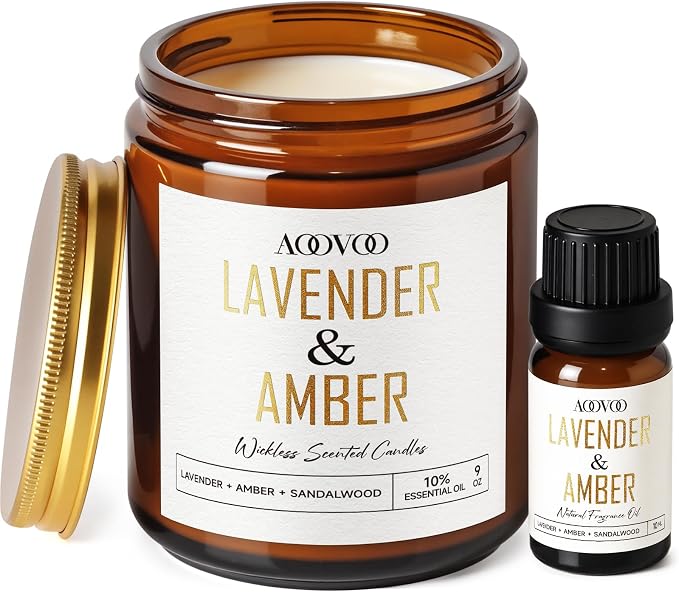 AOOVOO Lavender Amber Wickless Candle by AOOVOO