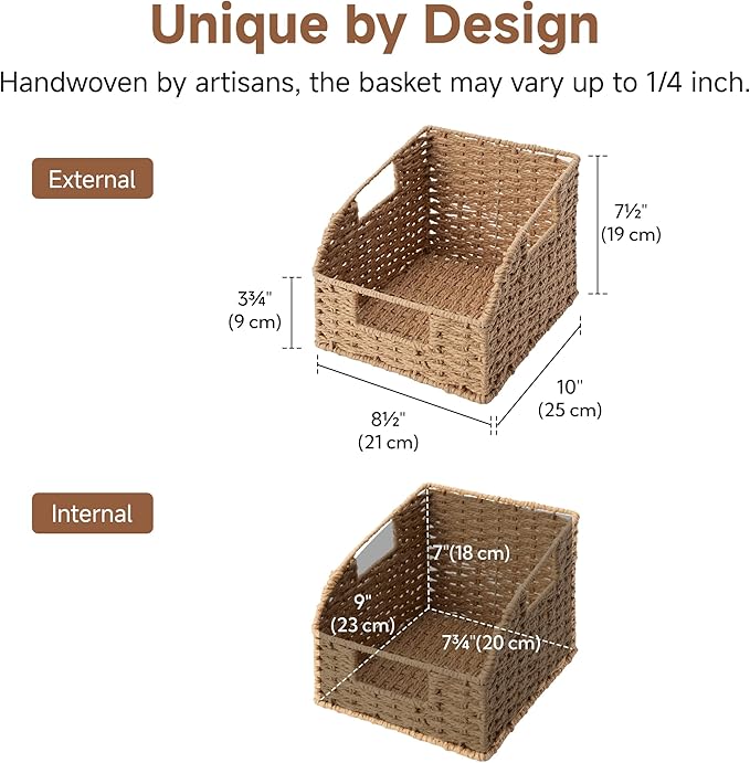 StorageWorks Wicker Baskets for Organizing, Book Baskets, Wicker Storage - Image 2