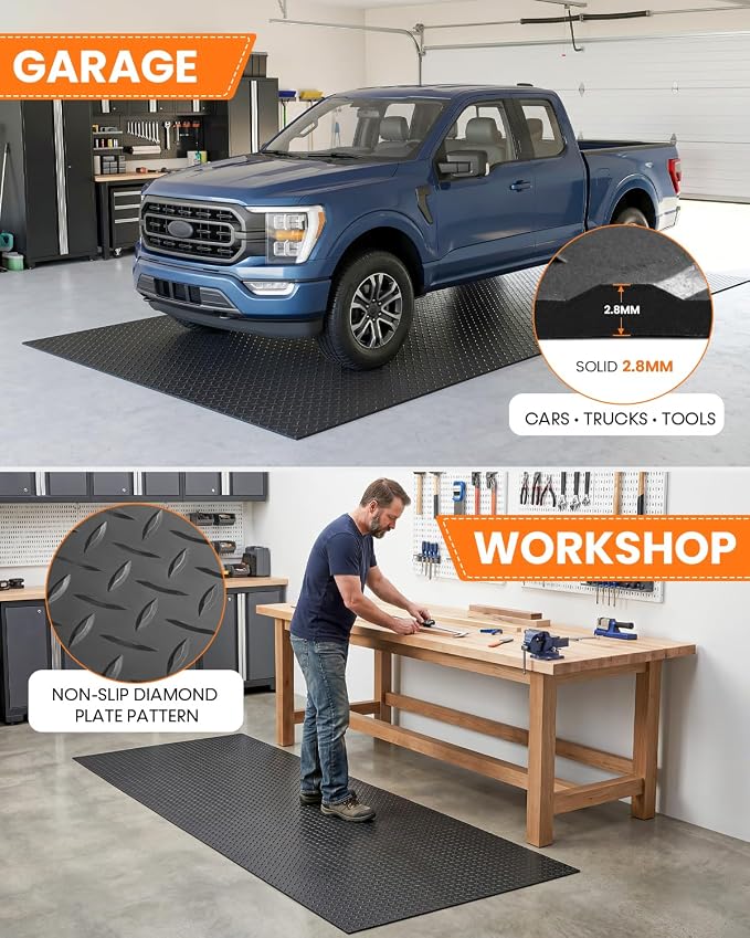 SEAL 5 x 8 FT Premium Garage Floor Mat, Solid 2.8mm Thick Lay-Flat Black - Image 3
