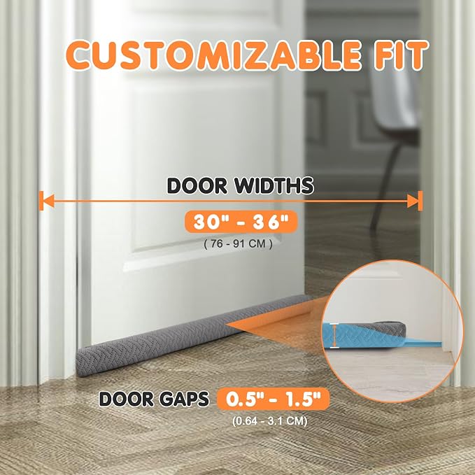 2 Pcs Premium Velvet Under Door Draft Stopper, Dust & Noise - Image 3