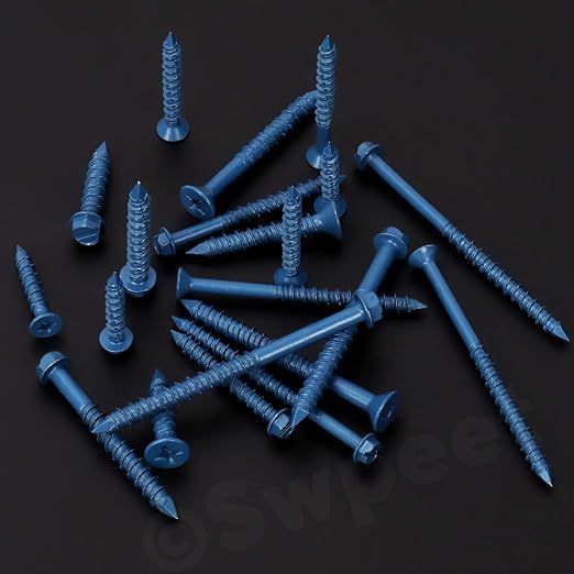 Swpeet 52Pcs 1/4" x 1-1/4" Slotted Hex Washer Head Concrete Screws Anchor - Image 6