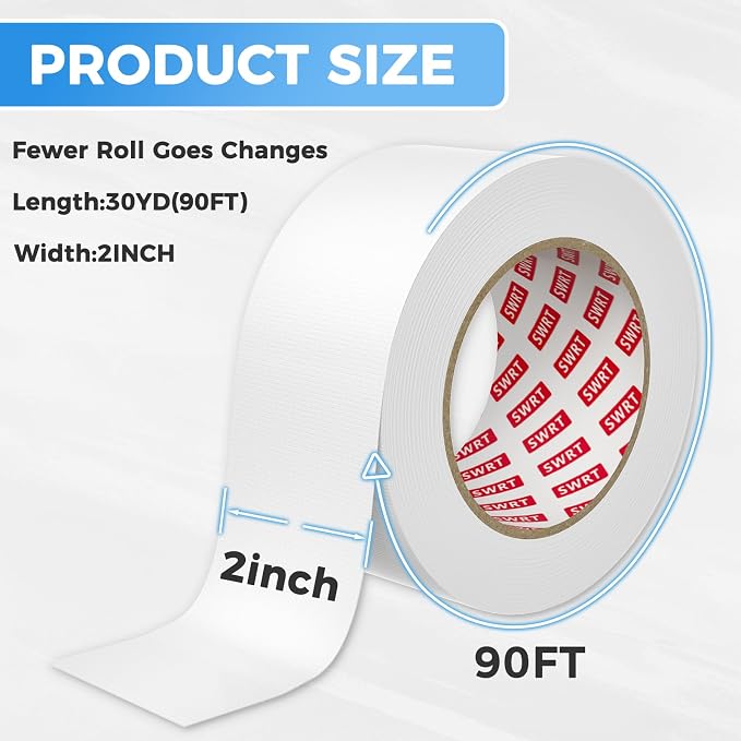 SWRT White Window Weather Sealing Tape 2 in x 90 FT, AC Seal, Residue Free | - Image 8