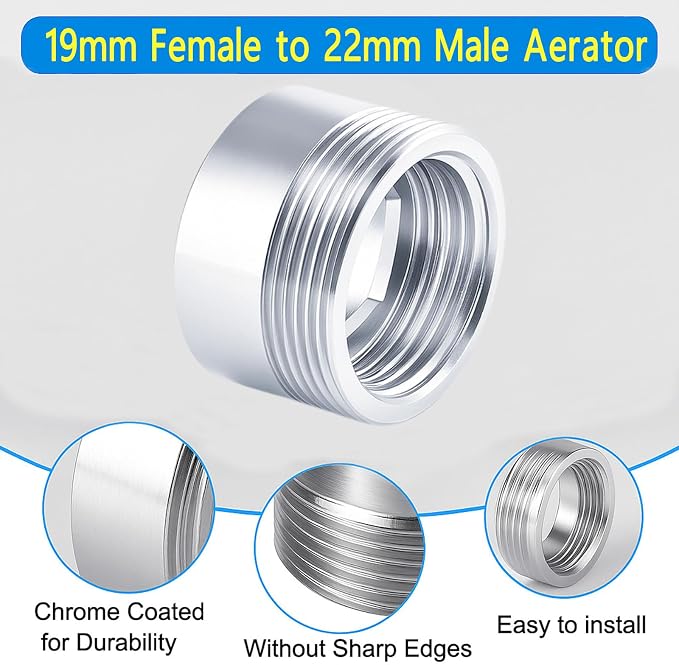 Faucet Adapter, Female 3/4"-27 TPI to Male 55/64"-27 TPI | Chrome Brass Faucet - Image 5
