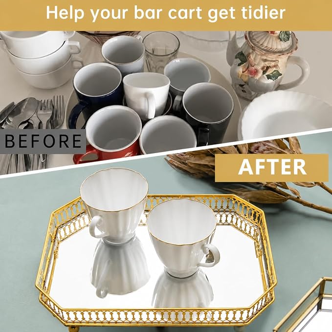 Bar Cart Tray, Decorative Mirrored Tray - Image 5