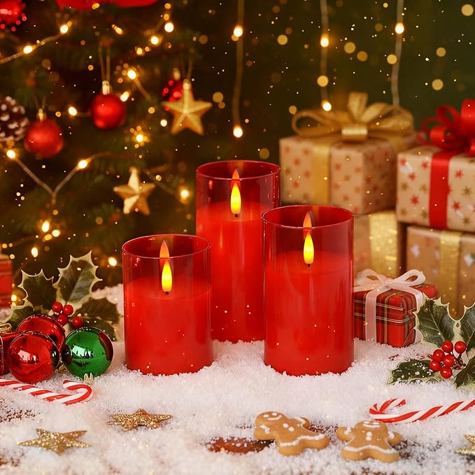 Amagic Red Glass Flameless LED Candles Battery Operated - Image 8