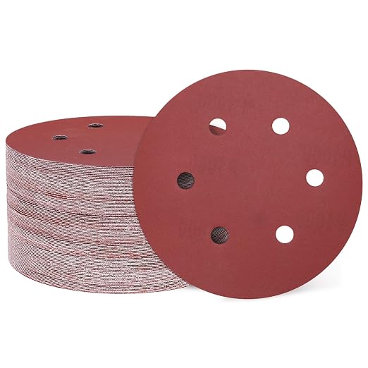 HARFINGTON 100 Pcs 6 Inch Sanding Discs 1500 Grit Red Aluminum Oxide 6 Hole | by HARFINGTON