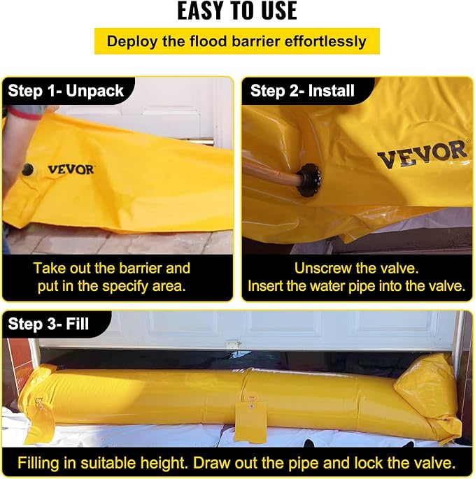 Flood Barrier for Home, 24 ft Length x 12 in Height Sandbag Alternative - Image 4