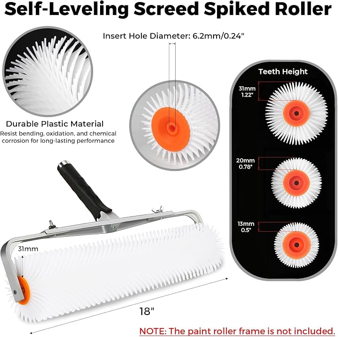 18 Inch 13/20/31mm Self Leveling Concrete Spiked Roller - Image 2