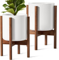 LE TAUCI Indoor Planter with Stand, 10 + 8 Inch, Ceramic Pot by LETAUCI