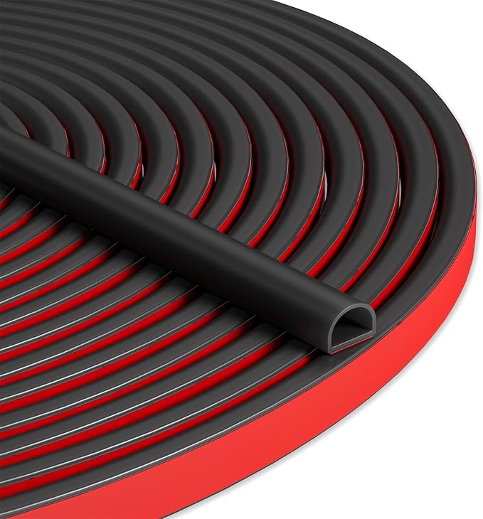 20FT Weather Stripping Door Seal, Self-Adhesive Silicone D-Shaped Seal Strip by Bantie