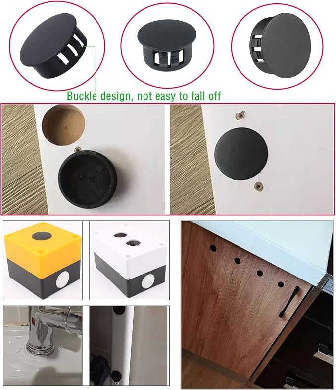 360 PCS 9 Sizes Plastic Hole Plugs Flush Type Hole Plugs Snap in Locking Hole - Image 6