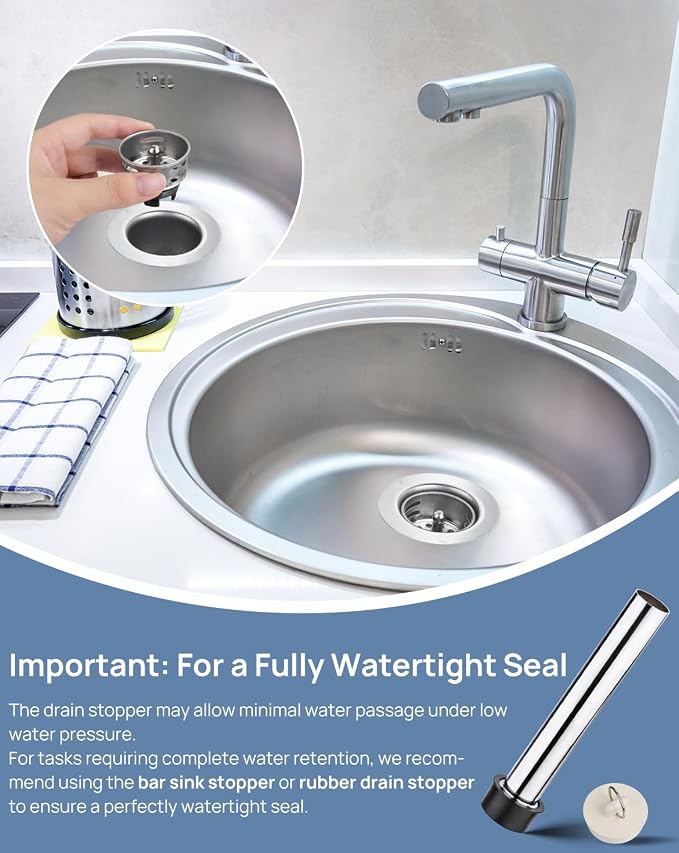 2-in rv Sink Drain Kit, Bar Sink Drain Strainer Basket Assembly - Image 4