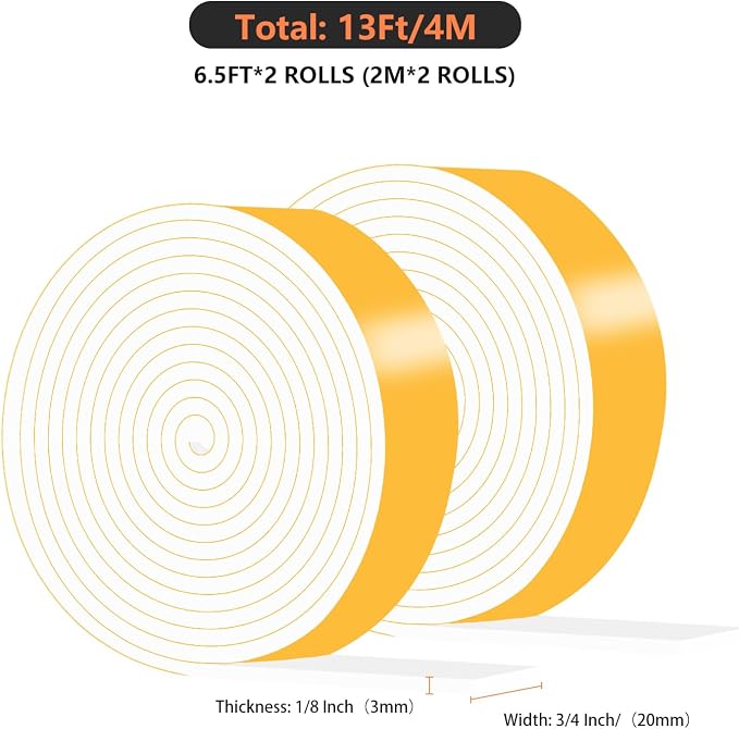 Door Weather Stripping, for Door and Window, 3/4 in x 1/8 in x 13Ft | Door Seal - Image 4
