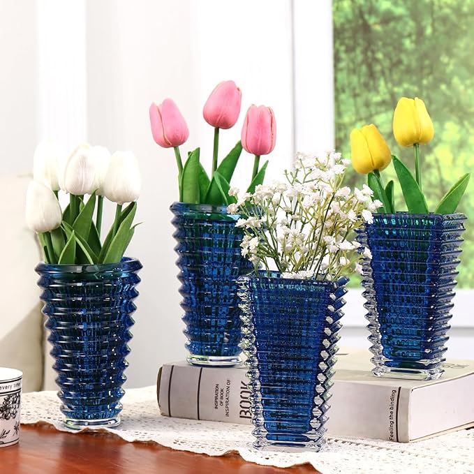 MCMCNCUIU Crystal Flower Vase Set of 4, Glass Vases by MCMCNCUIU