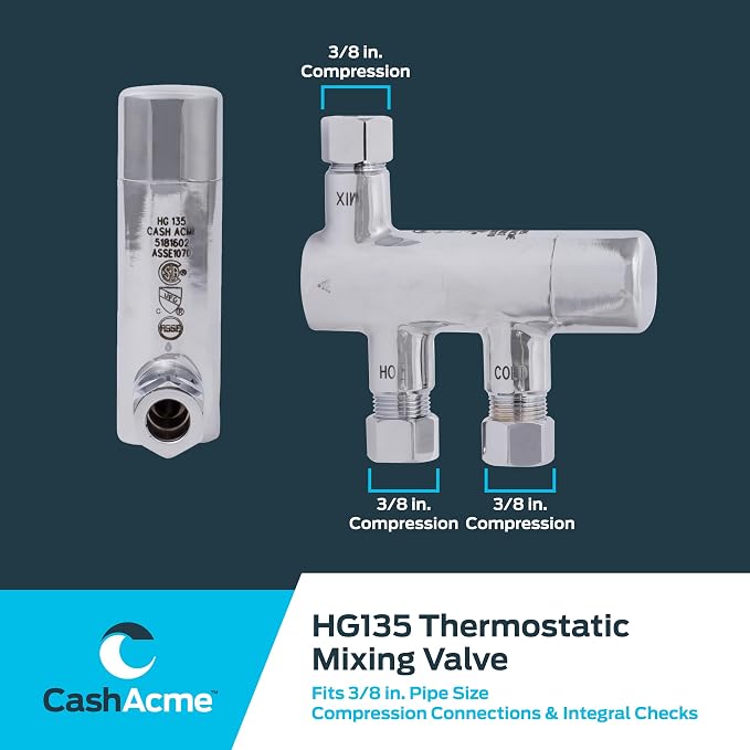 Cash Acme 3/8 Inch HG135 Thermostatic Mixing Valve - Image 6