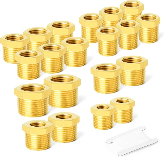 GASHER 20PCS Brass Hex Bushing Fitting Kit by GASHER