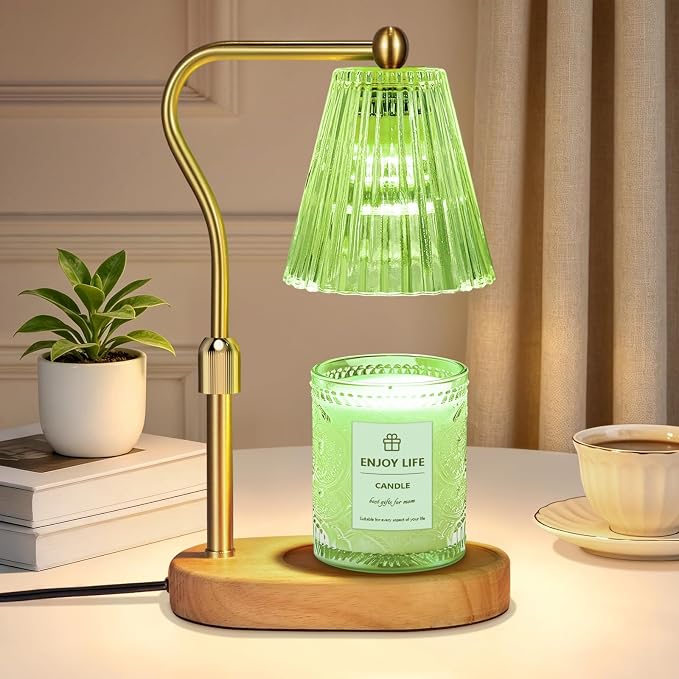 Green Candle Warmer Lamp with Timer Dimmer Adjustable Height, Birthday Gifts by seenlast