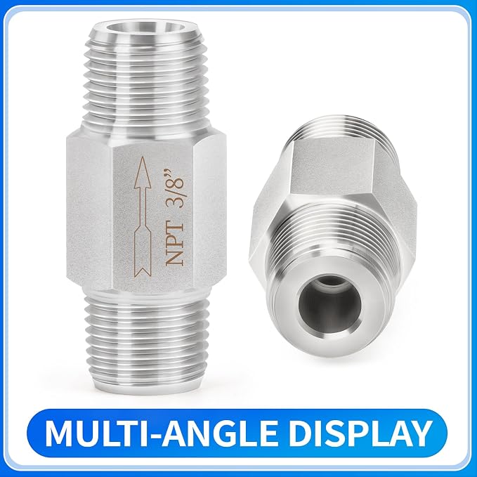 ChillWaves 304 Stainless Steel In-Line Siamese Check Valve 3/8" NPT Male Thread - Image 3