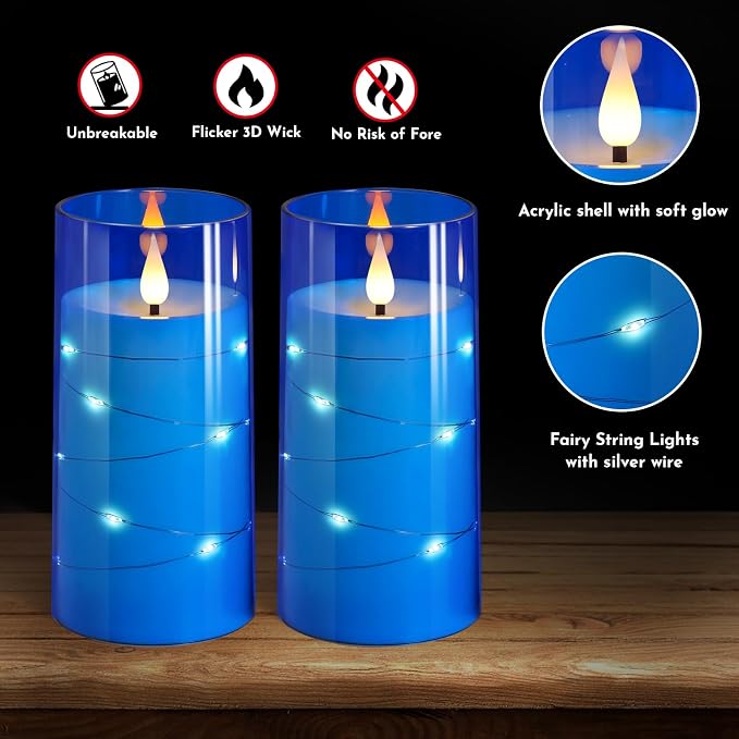 NURADA 3"x6"Flickering Flameless Candles: Built-in Star String 3D Wick Battery - Image 5