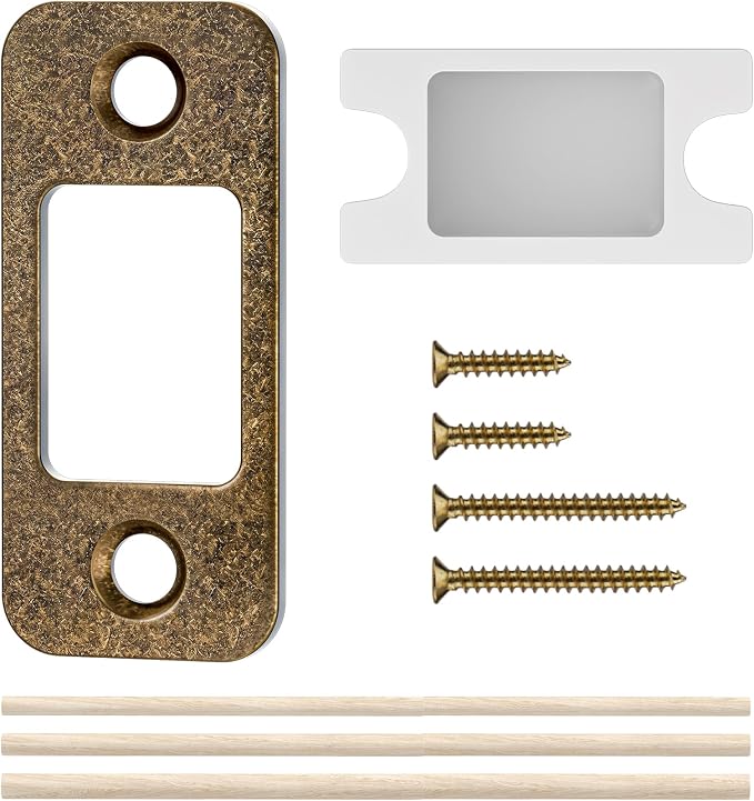 Deadbolt Strike Plate Door Backplate 1" x 2-1/4" Round Corner | 1 Pack by BonKuDoo