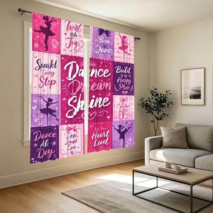 Dance Dream Shine Ballet Window Curtains 2 Panels Set, 52 X 84 Inch Polyester - Image 7