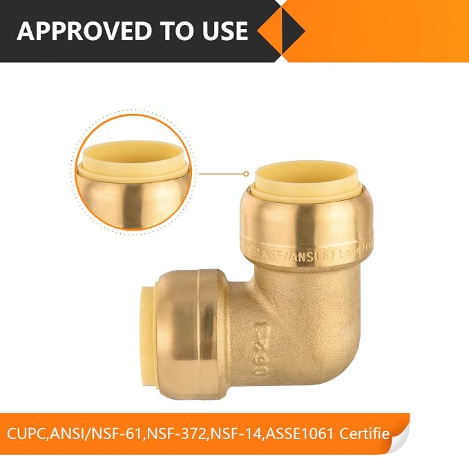 20PC HeSun 1/2" x 1/2" Push-fit 90 Degree Elbow | Brass Push-to-Connect - Image 4