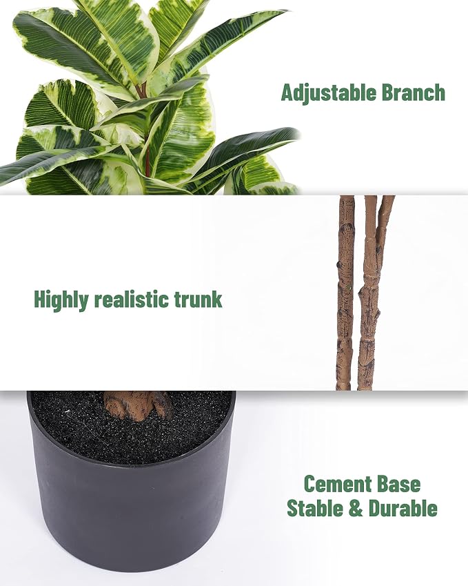FLOWORLD Artificial Rubber Tree Plant 43in Tall Faux Ficus Tree Potted Fake - Image 5