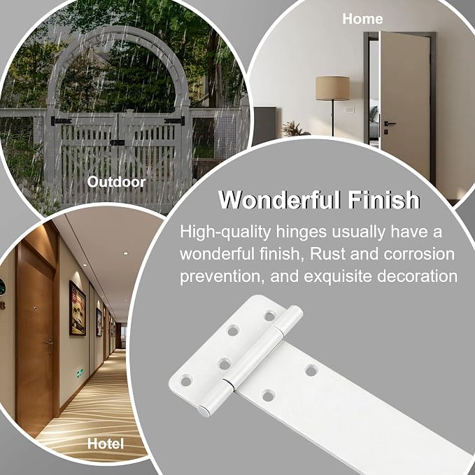 4 Pack 6" Door Hinges, 280 Lbs Capacity Heavy Duty Gate Hinges | Matte white - Image 6