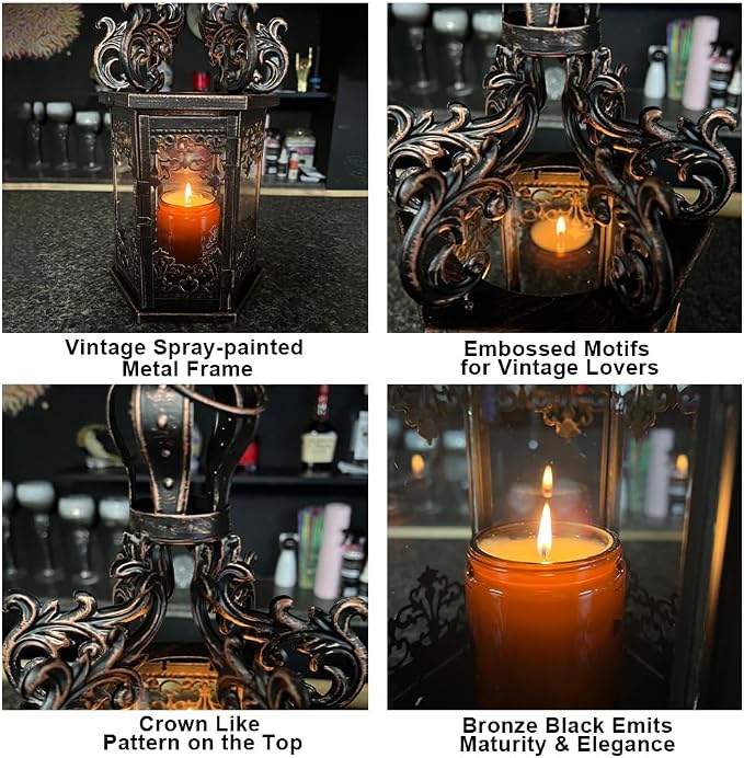 NEEDOMO Large Lanterns Decorative Outdoor, 17.7" Black Lanterns Decor Indoor - Image 4