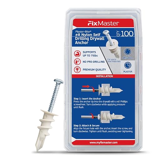 #8 Nylon Self-Drilling Drywall Anchors w/Screws – Premium Nylon 66 Hollow Wall by Unknown