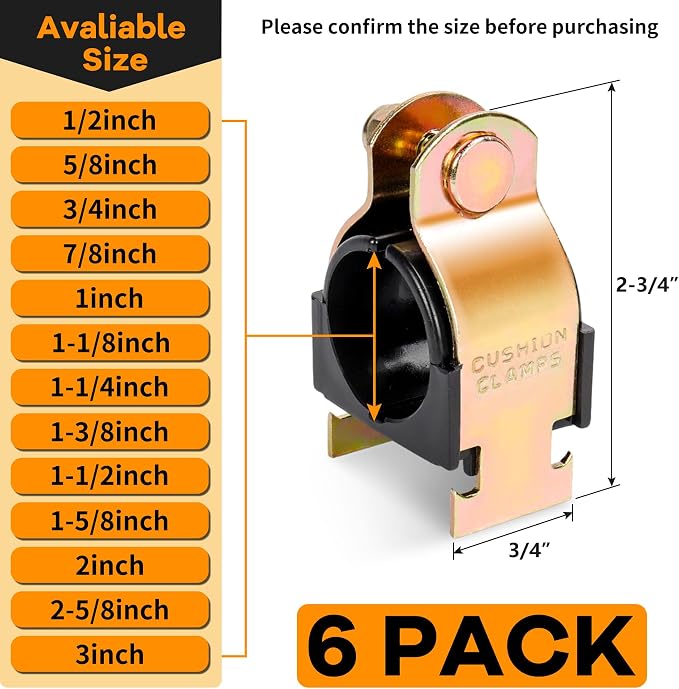 6 Pack Rubber Cushion Strut Clamp, 1-1/2" OD Pipe Strut Clamps - Image 2