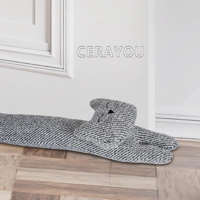 Cat Fabric Under Door Draft Stopper, 3LB Heavy Duty Decorative Soundproof Door by CERAYOU