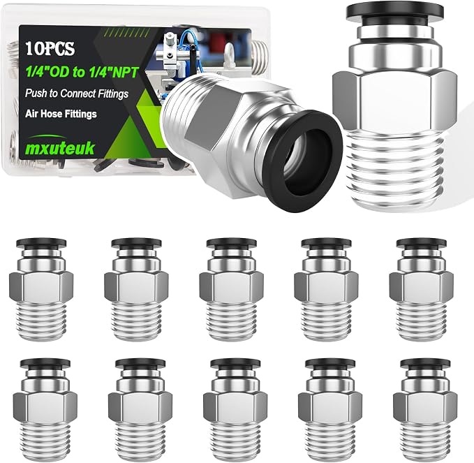 mxuteuk 1/4" OD to 1/4" NPT Push to Connect Fittings Air Hose Fittings by mxuteuk