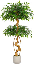 5FT Artificial Ficus Tree, 60in Fake Silk Tree by ZEEOZE