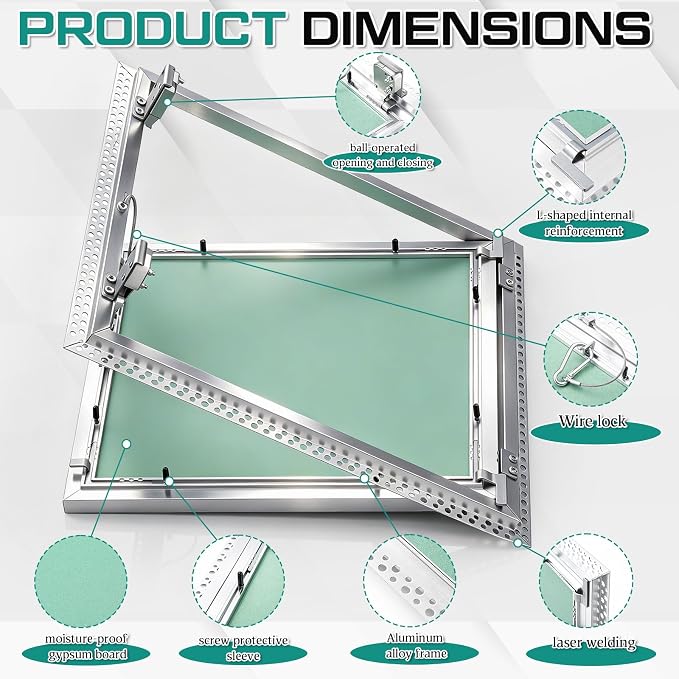 Wesiti 1 Pack 14" X 14" Aluminum Drywall Access Panel - Image 3