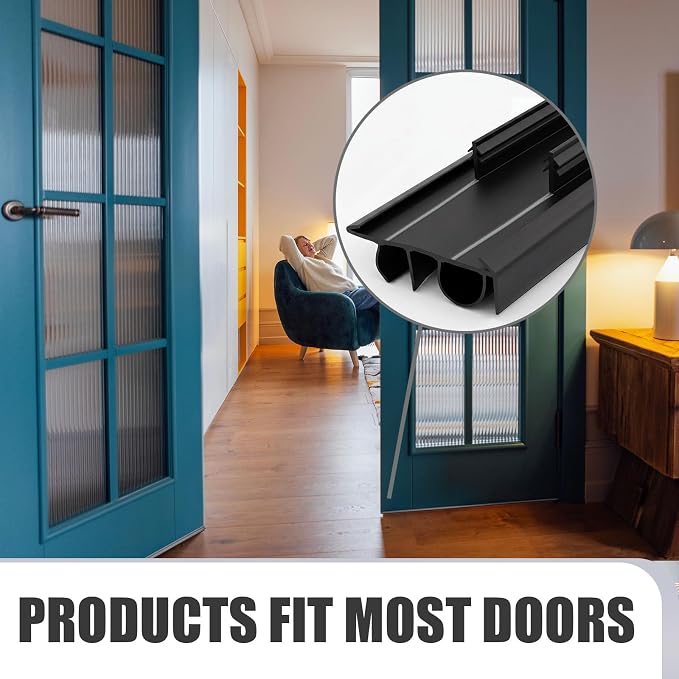 Pushglossy 4 Pcs Kerf Style Door Bottom Seal 36" Black Draft Stopper | 1-3/4" - Image 5
