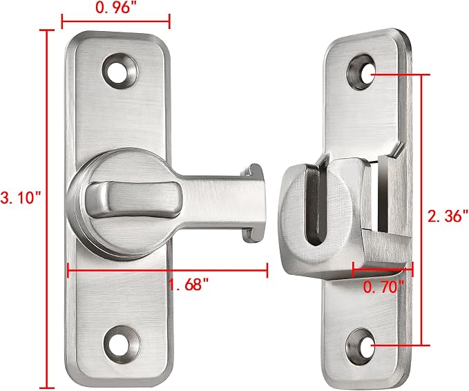 6 Pcs Silvery 90/180 Degree Flip Latch, Zinc Alloy Barn Door Latch | Right - Image 2