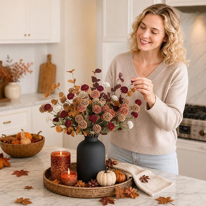 BLOSMON Fall Brown Flowers for Centerpieces, Dining Room Table Decoration | - Image 7
