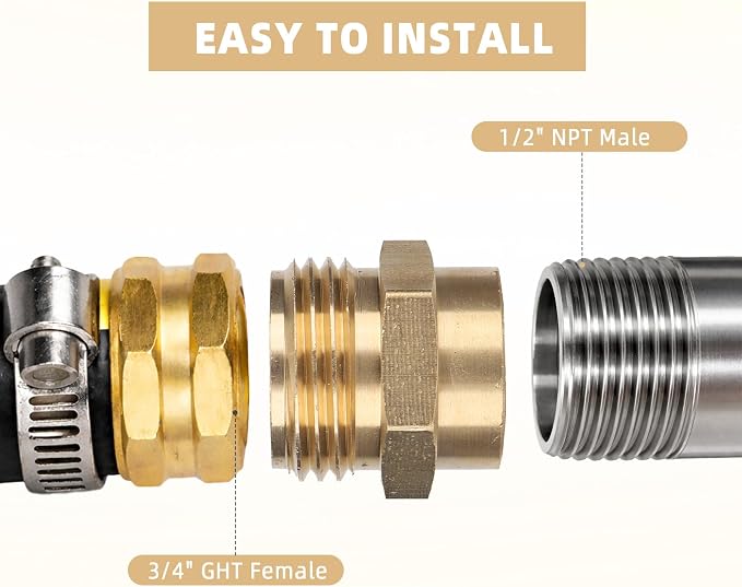 3pcs Garden Hose Adapter, 1/2" NPT Female to 3/4" GHT Male Hose Connector | - Image 5