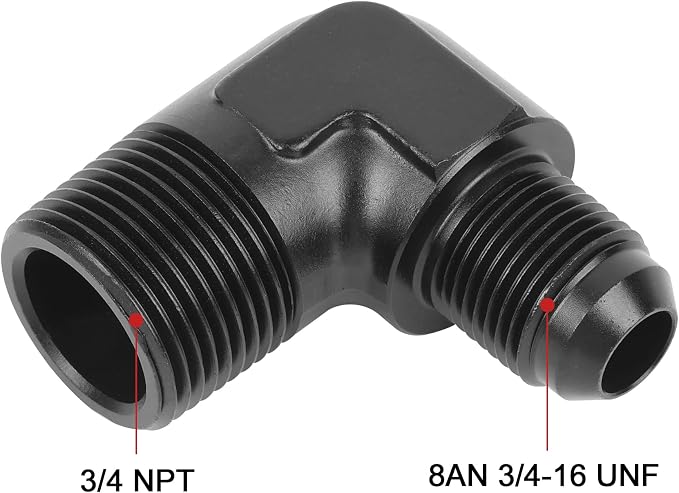 EVIL ENERGY 8AN Male Flare to 3/4" NPT Pipe 90 Degree Fitting Adapter Aluminum - Image 2