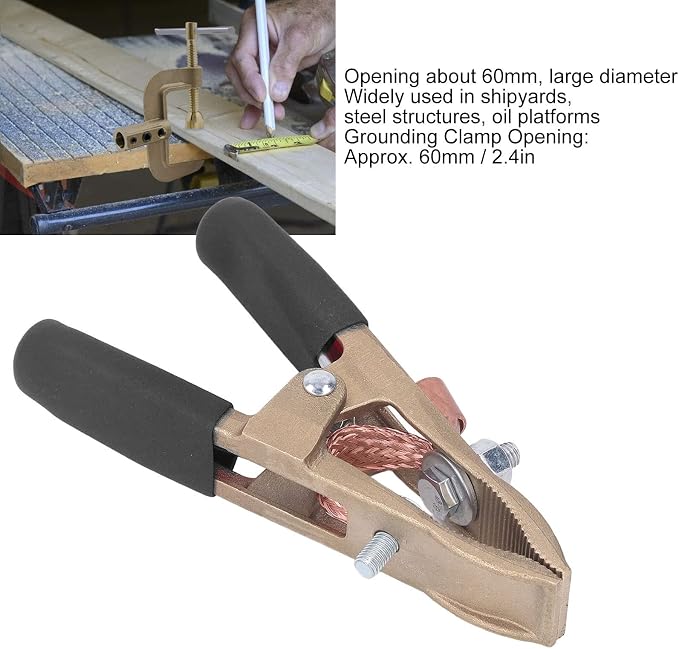 Grounding Work Clamp, Wear Resistant Anti Oxidation Welding Ground Clamp Brass - Image 3