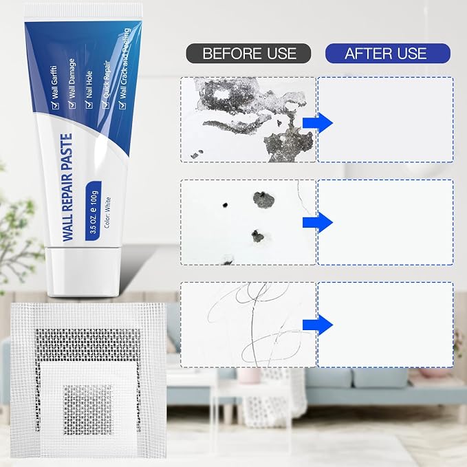 SEISSO Drywall Repair Kit, Wall Mending Agent*3, Wall Patch*4, Scraper and - Image 7