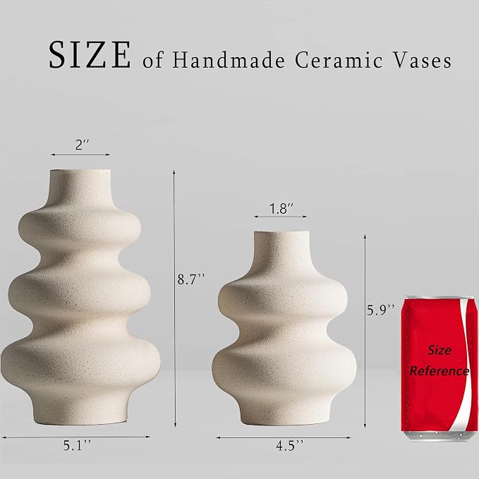 Ceramic Vases Set, Boho Home Decor Vase, Off White, Farmhouse Decor, - Image 3