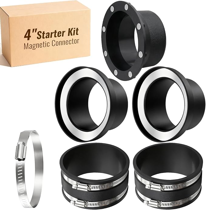 4" Magnetic Dust Collection Fittings, 8 high-Strength Magnets, One-to-Many by Pump