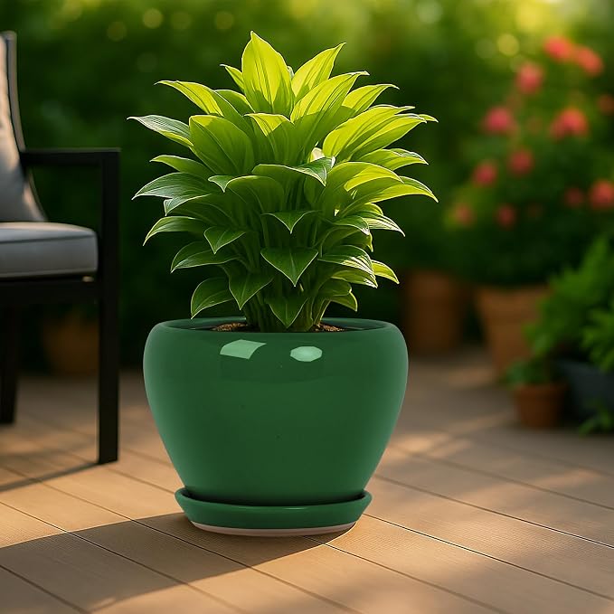 Deep Dream 10 Inch Plant Pot- Ceramic Planter Pot Round Plant Pots - Image 3