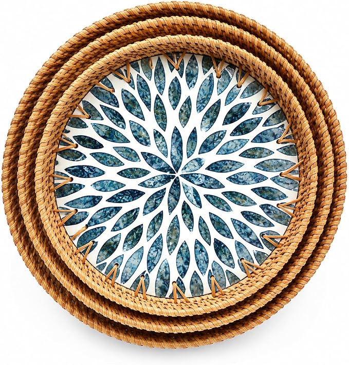 Round Rattan Serving Trays - Image 7