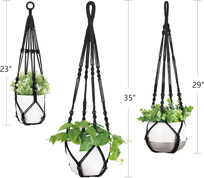 Mkono 3 Pack Macrame Plant Hangers Hanging Planters - Image 7