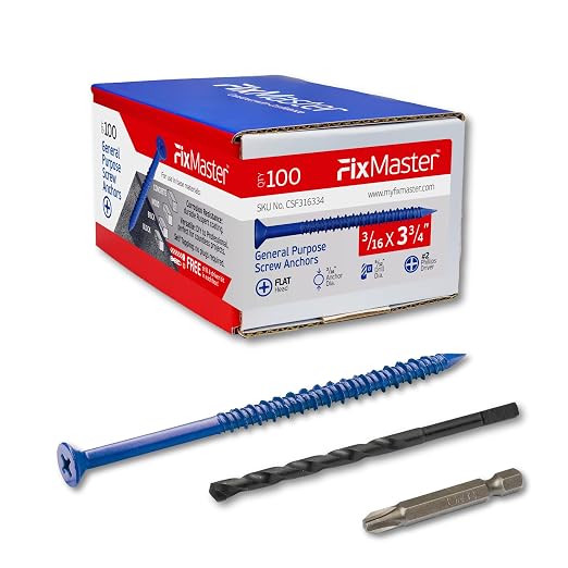 3/16 x 3-3/4" Countersunk Phillips Flat Head Blue Concrete Screw Anchors by Unknown